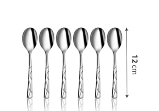 Shri & Sam Stainless Steel GSW Dotted Coffee Spoon, 6 Pieces - Image 2